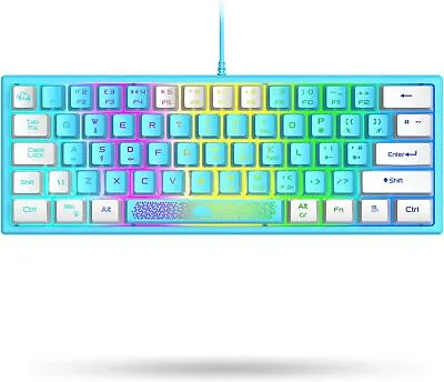 UK Layout 60% True Mechanical Gaming Keyboard 62 Keys Wired RGB Backlit Keypad • £19.99