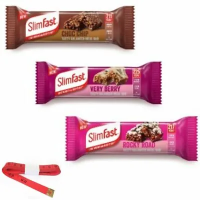 £11.99 • Buy SlimFast 3 Single Meal Replacement Bars Chocolate Chip Rocky Road VeryBerry Diet