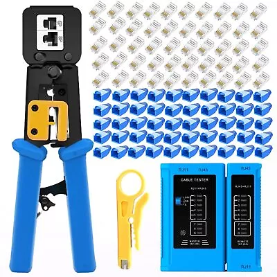 Rj45 Crimping Tool For Cat6 Cat5e Cat5 Sturdy Crimper For Rj45 Rj12/11 Pass-... • $38.05