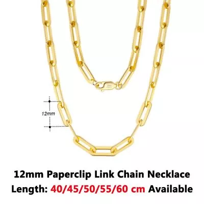 Paperclip Link Chain Necklace 40-60cm Long Chains Women Men Gold Color Necklaces • $89.27