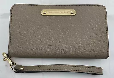 Michael Kors Jet Set Travel Slim Tech Wristlet Leather Dark Dune NEW WITH TAGS • $48.99