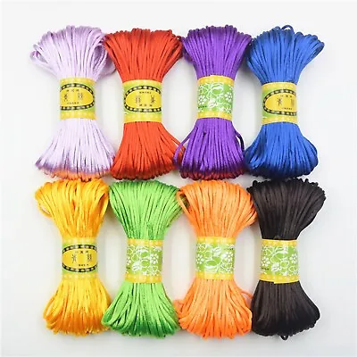 £2.80 • Buy 20 Meter 2.5mm Braided Macrame Satin Silk Cord Chinese Knot Nylon Rattail Thread