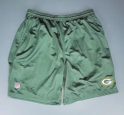 Vintage Green Bay Packers Shorts Mens Medium On Field Reebok NFL Pockets Used • $25