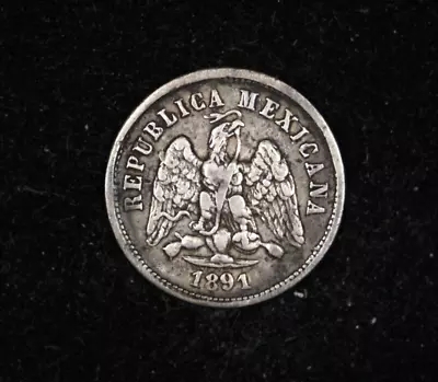 1891 Zs Z Mexico Silver 10 Centavos • $14.99