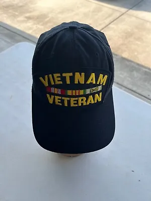 Vietnam Veteran Patch On A Black Hat / Cap - Snapback! Made In USA! • $5.11