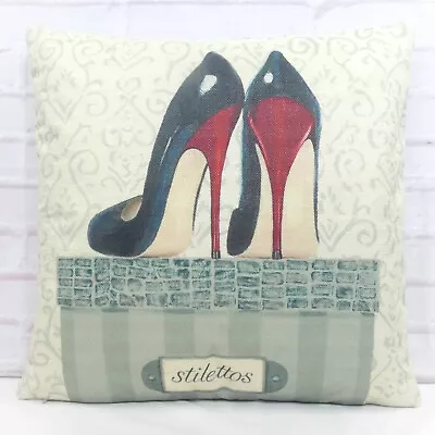 Sexy Black High-Heel Shoes Cushion Cover Designer Girls Bedroom Vintage Gift 18  • £8.99