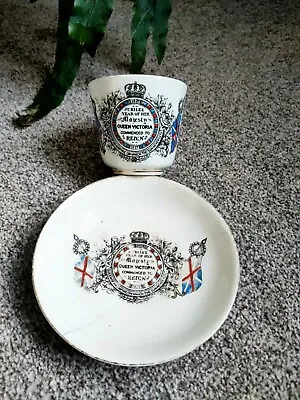 Queen Victoria Rare Cup Blue & White Commenced To Reign 1837 Year Of Her Plate • £44.99