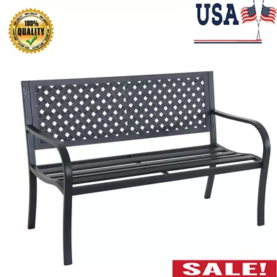 Outdoor Durable Steel Bench Patio Garden Yard Outdoor Porch Park Bench • $132