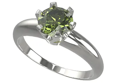 Silver Faceted Round Moldavite Ring Czech Vltavin Meteorite Amulet Certificated • $90