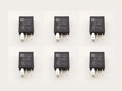 Micro Relay 12V 5 Pin 30amp Universal Automotive Sealed High Quality - 6 Pack • $32.99
