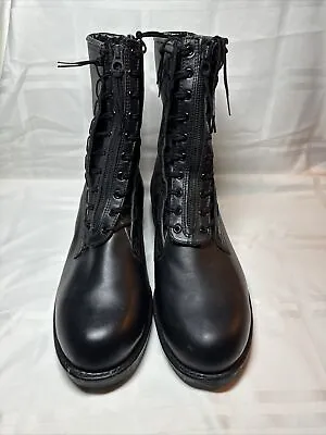 Vintage Black Biltrite Leather Combat Boots Front Zip Mens Size U.S. 10.5 D • $139.99