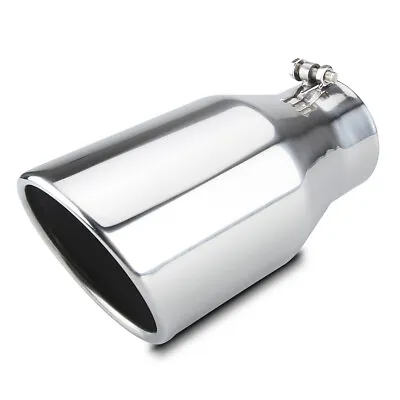 4  Inlet 6  Outlet Diesel Exhaust Tip 12  Overall Length Rolled Angle Cut SS • $36