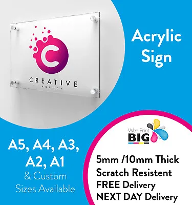 Acrylic Business Plaque House Number Sign Printed Logo Address Signage • £109.50