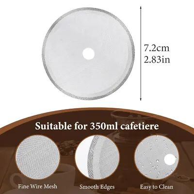 Fine Mesh Reusable French Press Coffee Making Stainless Steel Cafetiere Filter • £7.14