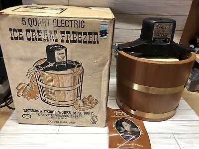 Vintage Richmond Cedar Works ~  5 Quart Electric Ice Cream Freezer Maker ~ Works • $74