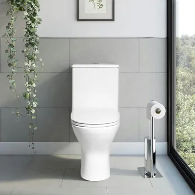 Rimless Short Projection Close Coupled Toilet Ceramic Pan Cistern & Seat • £134.99