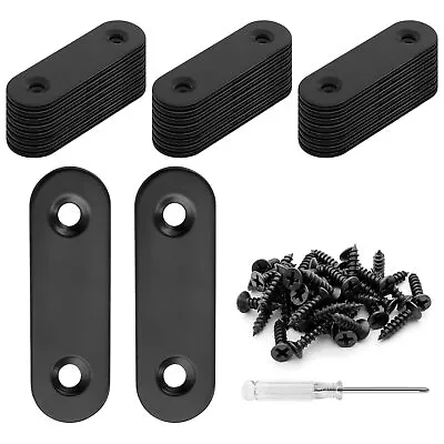 20 Sets 2  Stainless Steel Flat Plate Straight Bracket Black Metal Corner Br... • $12.19