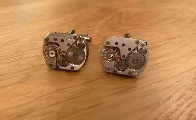 UNIQUE 17mm WATCH MOVEMENT CUFF LINKS MEN'S STEAMPUNK VINTAGE CUFFLINKS • £7.50