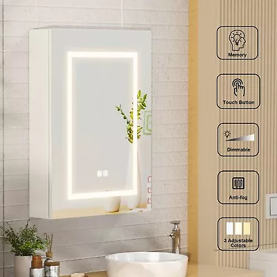 Medicine Cabinet LED Bathroom Mirror Cabinet W/ Anti-fog Touch 3 Colors Lights • $109.99