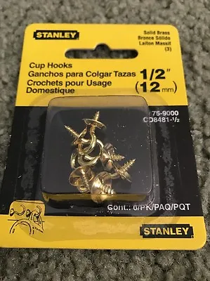 Stanley 75-9000 Solid Brass Cup Hook 1/2  • $6