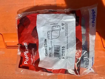 £22 • Buy Pack Of 10 X 15mm Polyplumb Elbows PB115 Push Fit Polypipe Plumbing Fittings
