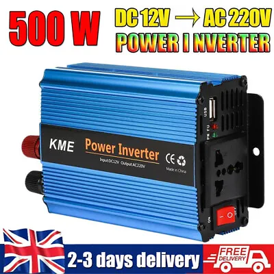 Power Inverter Adapter Converter Dc 12v To Ac 230v 240v Car Chargers Trip 500W • £16.98