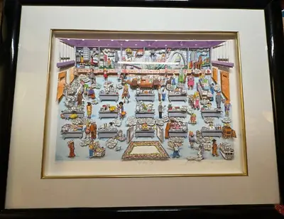 Charles Fazzino 3-D Mixed Media Silkscreen  9 To 5   Framed - 2/475 LOW NUMBER! • $2495