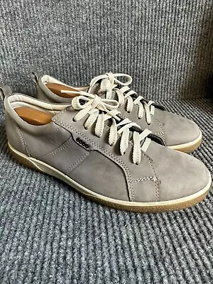 ECCO Women Shoes Gray 40 / 9.5  Leather Retro Dip Tech Comfort Walking Sneakers • $24.99