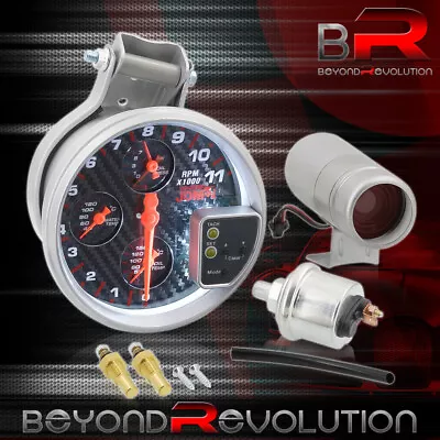 For VW 4IN1 Carbon Fiber 5  LED Tachometer 0-11000 RPM Gauge Cluster Oil Water • $51.99