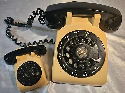 Vintage Western Electric Light Beige & Black 500 Rotary Dial Telephone + Mini • $99.99