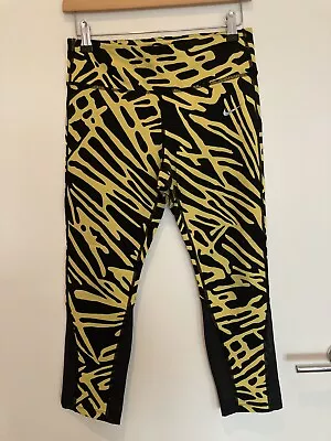 Nike Dri-Fit Yellow Zebra Print Running/Gym Tights - Size M • £13