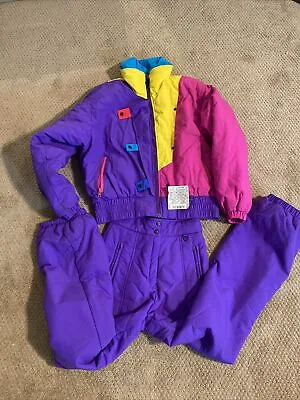 Obermeyer 2pc Ski Suit Womens Sz 6 & 8 Neon Retro Vintage 90s Color Block • $54.90