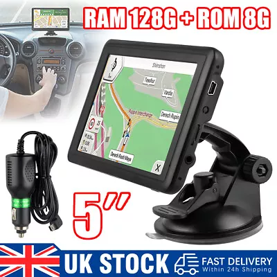 5  Car Truck Sat Nav GPS Navigation Free Lifetime 8GB Europe&UK Maps Touch Scree • £29.50