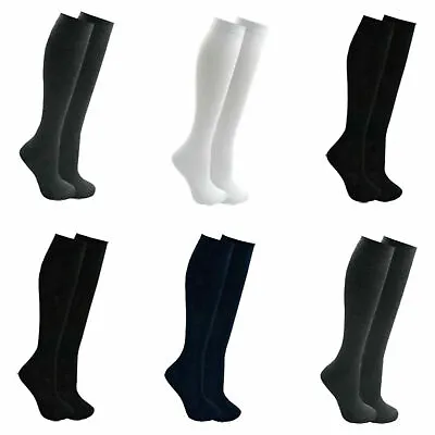 £2.49 • Buy 1,3,6,12 Pair Ladies Girls Long Cotton Knee High Uniform School Socks Lot Sizes