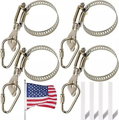 4 Pack Flag Pole Rings Upgrade Stainless Steel Flag Pole Clips Flag Clips With • $8.88