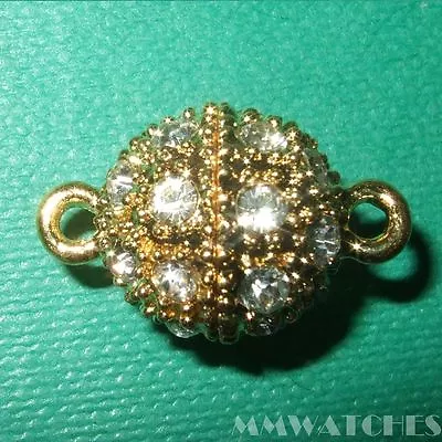 £2.79 • Buy Quality Gold Colour Clear Rhinestone Crystal Magnetic Ball Clasps  Mc02