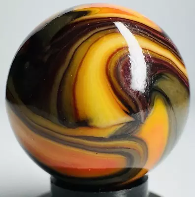 ~3/4 .71  JABO MIB Green Yellow Orange Swirls Shooter Vintage Marbles • $5.95