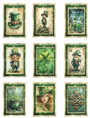 Vintage St Patricks Day D MULTI-SIZE SET Cotton Fabric Quilt Blocks • $13.50