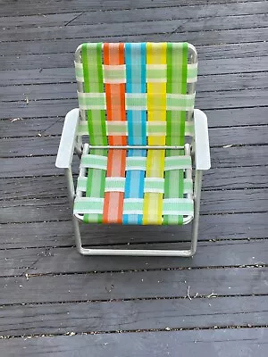 Web Lawn Childrens Folding Chair Multi Color Vintage Aluminum • $39.99