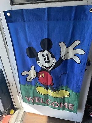 Disney Mickey Mouse Welcome Flower Garden Spring Applique Large Yard Flag New • $8