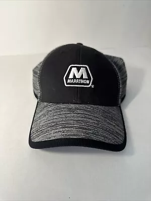 Marathon Oil Gas Adjustable Back Flex Fit Grey/Black Hat Flagship Logo • $12.95