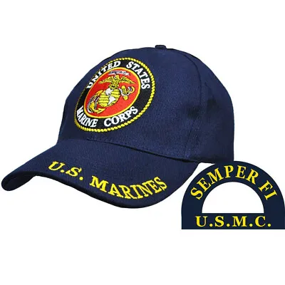 BLUE U.S. MARINES Hat USMC Insignia Official Licensed Baseball Cap SEMPER FI • $15.88