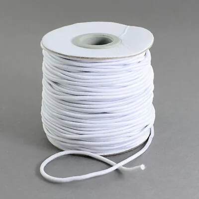 £0.99 • Buy White Thin 2mm Round Elastic Polyester Shock Cord Stretchy Sewing Craft Masks 