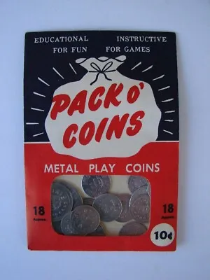 Vintage1960S  Mint In Pack PACK O' COINS Metal Play Coins EDUCATIONAL UNUSED  • $18