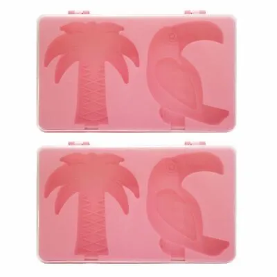 2 X Ice Lolly Maker Set Reusable Sticks Lid Palm Tree Toucan Mould Tropical Pink • £3.49