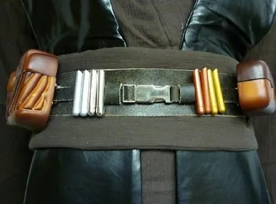 ANAKIN Deluxe Full LEATHER Belt Pouches Capsules Jedi Costume Prop  • $68.90