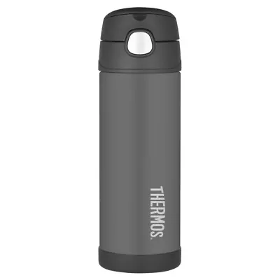 THERMOS Funtainer 470ml Vacuum Insulated Beverage Bottle Charcoal! RRP $39.95! • $34.95