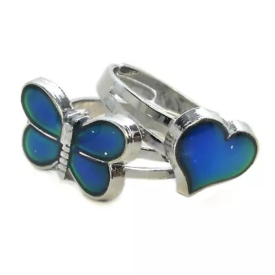 Kids Mood Ring Childrens Heart Butterfly Shape Colour Change Adjustable • £4.20