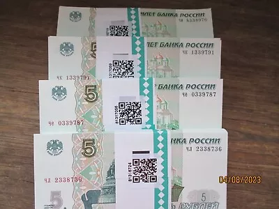 5 Rubles 1997 Russia 100 Banknotes Paper Money Bundle UNC. • $18