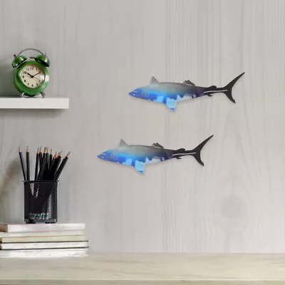  Housewarming Gift Metal Wall Art Sculpture Shark Fish Coastal Decorate Indoor • £10.36